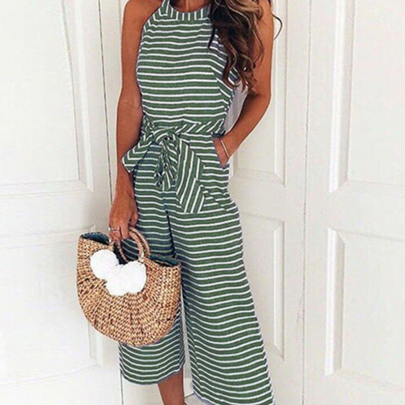 ChicksDesire Pants - Tulum's Garden - Soho Sleeveless Striped Jumpsuit